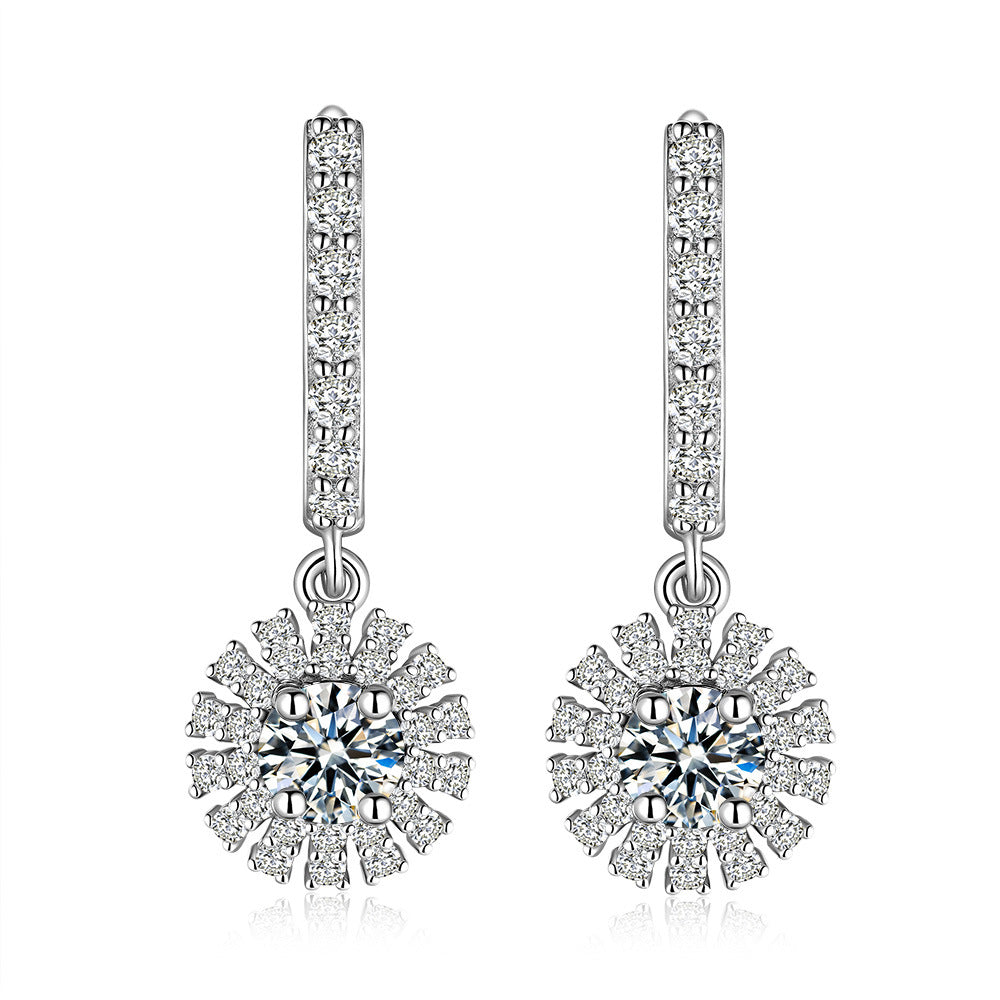 Woman's Moissanite Sunflower Earrings